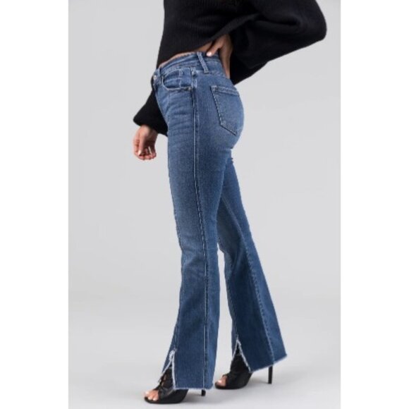KanCan Women's Mid Wash Split Hem Bootcut Jeans Sz 7/27 High Rise NWT - Picture 4 of 8